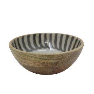 Cuenco redondo de madera de diseño moderno para servir, pegatina esmaltada, lazo decorativo y de vajilla de tamaño mediano hecho a mano a granel - Product Image 1