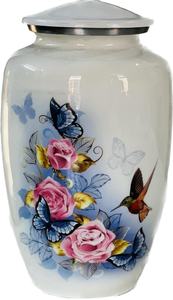 Urna de cremación rosa para adultos con diseño nublado con recuerdo de Línea Plateada para uso funerario Fabricado y proveedor de la India - Product Image 3