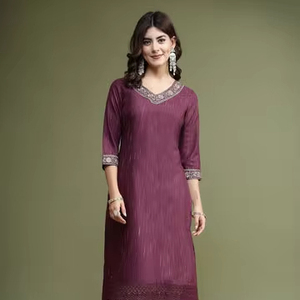Últimas Colecciones de Kurtis Casuales de Diseñador para Mujer, Trajes Salwar Kameez Modernos y a la Moda, Vestidos Anarkali de Poliéster para Verano - Product Image 1