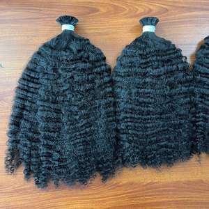 Meilleure qualité crépus bouclés dans les cheveux à pointe plate, 100% cheveux humains, cheveux bruts cambodgiens un donneur - Product Image 3