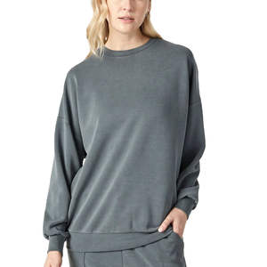 Sweat-shirt surdimensionné à capuche pour femme en coton/polyester tricoté, respirant, séchage rapide, anti-plis, coupe ample - Product Image 1