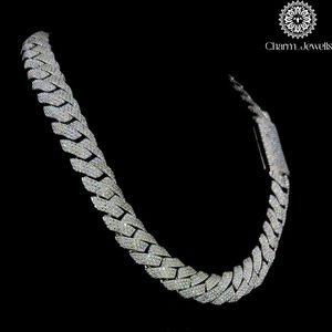 Charm Jewells Moissanite <b>Statement</b> <b>Necklace</b> Brilliant Cut Geometric Link Chain 925 Silver 14K Gold Plated IGI Certified Unisex - Product Image 2