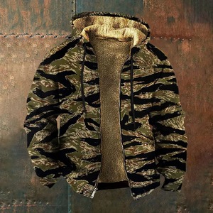 Sweat à capuche décontracté pour homme, imprimé par sublimation, camouflage, respirant, en polaire Rip-Stop, design surdimensionné, polyester/coton, ignifuge - Product Image 1