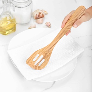Cuchara de cocina ranurada de madera elegante, utensilio perfecto para hornear y usar en la cocina - Product Image 1