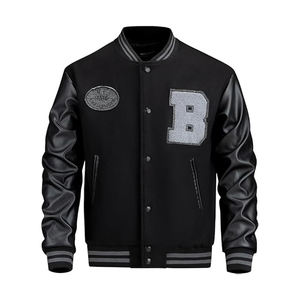 Veste universitaire vierge en toile de laine pour peinture à la main, manches en cuir, personnalisation d'œuvres d'art, manteau DIY - Product Image 1