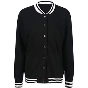 แจ็คเก็ตผ้าฝ้ายสีดำสำหรับผู้หญิงแจ็คเก็ตทีมกีฬาเบสบอลปรับแต่งได้เสื้อครอปทีม - Product Image 1