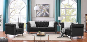 <strong>Cheap</strong> Price Contemporary Tufted Square <strong>Sofa</strong> Set Modern Living Room Blue Fabric Classic <strong>Chesterfield</strong> <strong>Sofa</strong> - Product Image 3