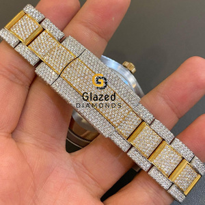 Montre pour homme en acier inoxydable Moissanite taille brillant VVs clarté diamant glacé pour la fête, cadran en verre style Hip Hop - Product Image 3