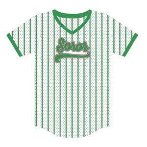 Pull de baseball Sororité 08 Ivoire, maillot de sororité grecque pour femmes, rose et vert, vêtements décontractés élégants pour la sororité universitaire - Product Image 5