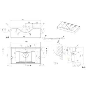 Lavabo de Mármol Recomposto Moderno Koricini de 90 cm, Diseño de Baño Contemporáneo Italiano - Product Image 2