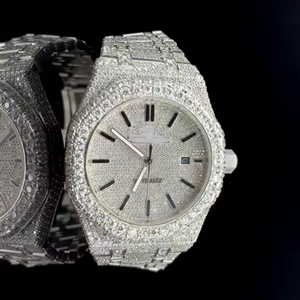 Reloj de diamantes VVS Moissanite blanco de lujo, caja de Material de acero inoxidable, relojes de pulsera mecánicos helados para hombres - Product Image 6