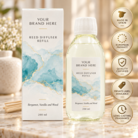 Recharge de diffuseur à bâtonnets Private Label Bergamote Vanille & Bois 200ml avec bâtonnets |   Parfum boisé sucré |   Fabricant OEM Espagne
