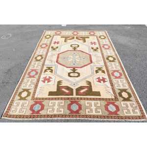 พรมวินเทจขนาด 5.6x8.1 ฟุต, พรม, พรมแดงสไตล์โอเรียนทัลทำจากขนสัตว์ - Product Image 1