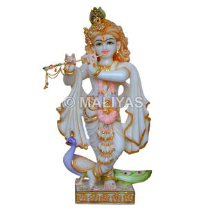 Marble Shri Krishna Murti Handcrafted White Marble Idol for Home Temple - Product Image 1