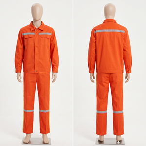 Mens <b>Work</b> Wear Uniform 245 GSM Poly Cotton Twill Orange Reflective Tape Safety Jacket <b>Pant</b> Set Custom Embroidery Print Logo - Product Image 1