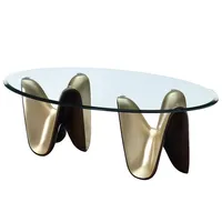Table basse Michael Amini Houston avec base en or brossé