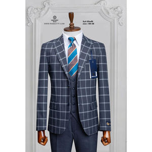 Alta calidad elegante Slim Fit 3 piezas de lana de talla grande para hombre traje de boda cuello en V para adultos - Product Image 3