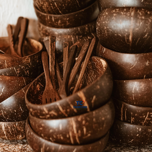 Bols de noix de coco MOP personnalisés en gros du Vietnam bols de noix de coco naturels jetables en rotin - Product Image 5