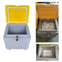 Glacière isotherme rotomoulée 45L réutilisable pour glace sèche, avec logo personnalisé et roues, pour aliments, canettes, usage médical et industriel