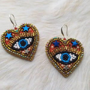 Pendientes de cuentas bohemias con flecos en cascada Andy de diseño turquesa, regalo de joyería único - Product Image 1