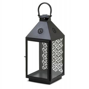 Caffey <b>Home</b> & <b>Garden</b> Decorative Metal Lantern Black Coated Glass Mount for Restaurant & Hotel Table for Christmas Decor - Product Image 2