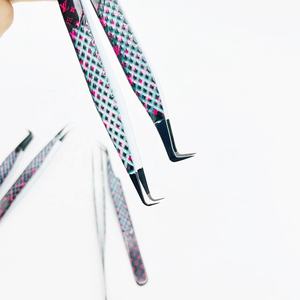 Eyelash Extension Tools <b>Kit</b> 90 Degree Angled 45 Degree Angled Black Solid Fiber Tip <b>Lash</b> Tweezers Private Label Volume Tweezers - Product Image 4