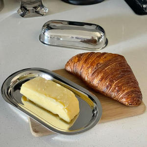 Mantequillera y Contenedor de Acero Inoxidable con Tapa Abatible, Diseño Moderno y Minimalista Ecológico, Empaque de Cartón para Almacenamiento de Alimentos - Product Image 1