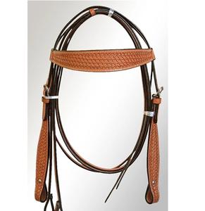 Western Bridle Horse Tack Barred Leather Trail Pleasure avec rênes Headstall Collier de poitrine WESTERN BRIDLE - Product Image 1
