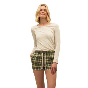 Pantalones cortos transpirables de franela OEM personalizados para mujer-algodón suave con patrón a cuadros con bolsillos y cordón - Product Image 1