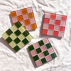 Distributor Square Glass Mosaic Coaster Drink Mat Kitchen <b>Table</b> <b>Protection</b> Pad Coffee Cup Holder Restaurant Barware Dining Cafes - Product Image 1