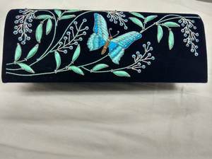 กระเป๋าคลัทช์ผ้าแคนวาสแฟชั่นแบบมีซิปประดับด้วยพลอยกึ่งประดับลูกปัดของผู้หญิง - Product Image 3