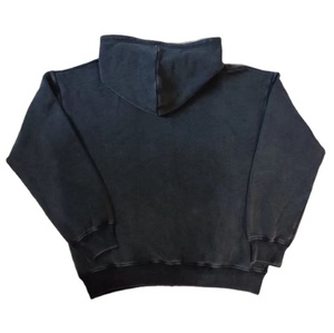 Sweat à capuche personnalisé 430gsm poids lourd zip vierge hommes acide pierre lavé en détresse vintage sweats à capuche noirs - Product Image 3