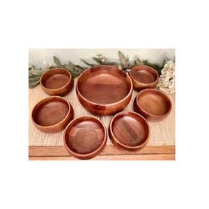 Elegante plato redondo grande de madera con cuencos pequeños, diseño de tonos, cuencos para servir salsa de sopa para servir comida - Product Image 1