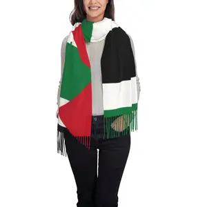 وشاح مموج من الأكريليك 100% بتصميم عصري وفلسطيني يتميز بأنه شال مموج ويمكن استخدامه كشاح للرياضة ويمكن تصميم شعار مخصص حسب الطلب ويتميز بالتوصيل السريع