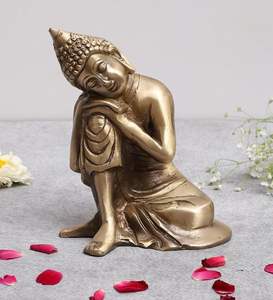 Statue de Bouddha en laiton, laiton pur, élégante, objet de décoration pour la maison et le bureau - Product Image 6