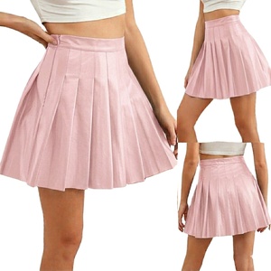 Falda de Cuero Informal y de Fiesta, Diseño Elegante, Transpirable, Antiestática, Color Sólido Teñido, PU Natural, Verano, Mujer - Product Image 1