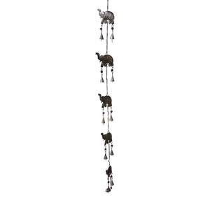 Ensemble de 5 carillons à vent bohèmes à motif d'éléphant pour la décoration murale extérieure, patio, jardin, style ornement vertical - Product Image 1