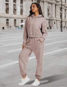 SUDADERO de algodón 100%, conjunto ligero con capucha, cierre de cordón, invierno, ecológico, lavado a la piedra, estampado de diamantes de imitación adornados - Product Image 5