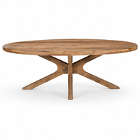 Table à manger ovale en bois de manguier massif, durable et moderne, base sculpturale, 6 places, garantie 5 ans, mobilier de maison de luxe Japandi