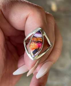 Fabriqué à la main naturel rose Dahlia Turquoise bague en pierres précieuses élégant en argent Sterling cadeau de mariage déclaration bijoux - Product Image 3