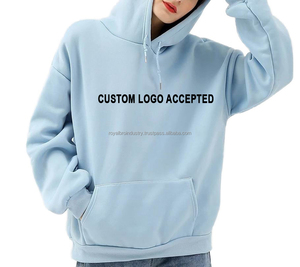 เสื้อสวมหัวผ้าคอตตอนฟลีซแบบสวมศีรษะของผู้หญิงเสื้อสเวตเตอร์ธรรมดาขนาดใหญ่โลโก้ตามสั่งสไตล์สตรีทเสื้อมีกระเป๋า - Product Image 5