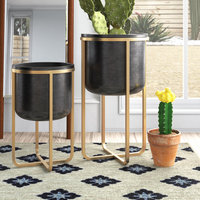 Ensemble de 2 pots de fleurs modernes classiques en fer avec revêtement en poudre, supports pour plantes, pour l'extérieur, la maison, le jardin, logo personnalisé, haute qualité, tout inclus
