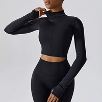 Conjunto Deportivo de Yoga de 2 Piezas para Mujer, Talla Grande, Sin Costuras, Antibacteriano, Resistente a las Arrugas, Spandex/Nailon, Color Sólido, Cintura Alta