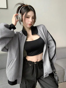 Otoño Invierno Hombres Casual Color Block Empalme Sin forro Manga larga Impresión digital Sudadera Chaqueta con cremallera Top - Product Image 6