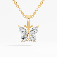 Collier pendentif classique pour femme chrétienne VABS DIAMOND, inspiré des papillons, en moissanite marquise, plaqué or 18 carats, argent sterling 925