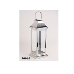 Portavelas de linterna de forma Rectangular de metal plateado y vidrio con linterna de diseño clásico pulido brillante Ideal para la decoración del hogar - Product Image 2