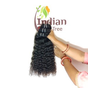 Extensions de cheveux humains Remy indiens non traités de qualité naturelle, boucles profondes et ondulations d'eau, tissage double machine - Product Image 5