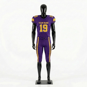 Conjunto de Uniforme de Fútbol Americano Personalizado, Camisetas de Equipo Sublimadas, Malla Transpirable de Poliéster, Cuello en V, Cintura Elástica con Cordón - Product Image 2