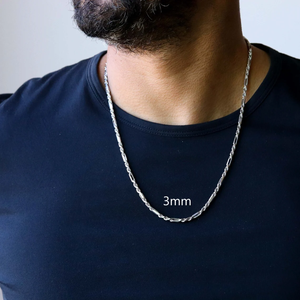 Cadena de Milano Figarope cadena sólida 925 collar de cadena Chapado en plata esterlina para joyería de moda para hombres - Product Image 5
