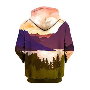 Nouveau style mode Streetwear automne poids lourd imprimé coupe régulière quart Zip sweats à capuche pour hommes - Product Image 2